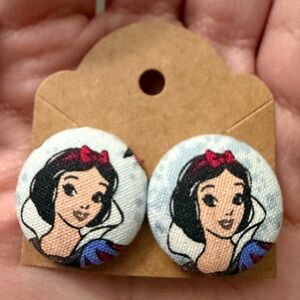 Snow White Button Earrings